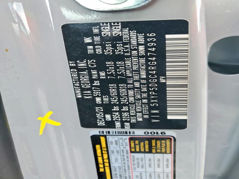 2024 Kia Telluride მანქანა იყიდება აუქციონზე, vin: 5XYP5DGC4RG474936, აუქციონის ნომერი: 56666056