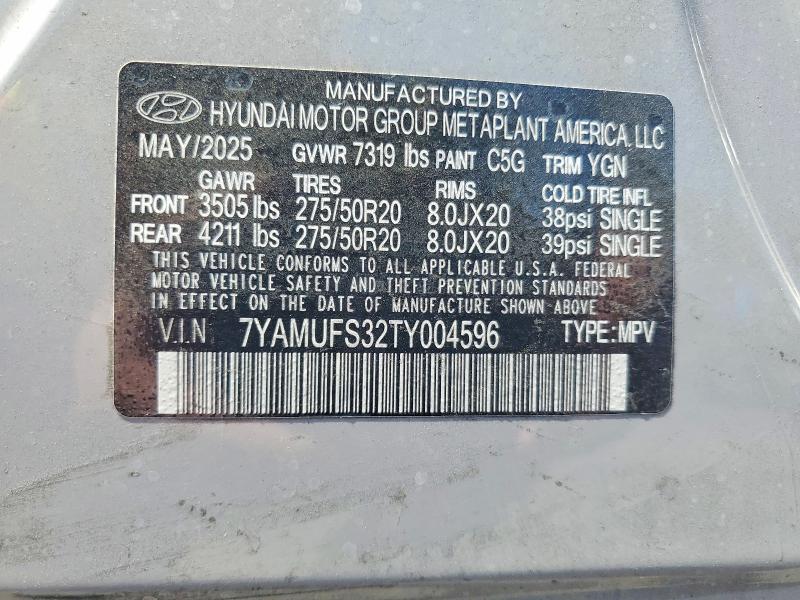 Продаж на аукціоні авто 2026 Hyundai Ioniq 9, vin: 7YAMUFS32TY004596, номер лоту: 57109976