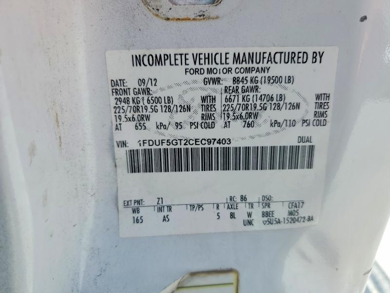 Продаж на аукціоні авто 2012 Ford F550, vin: 1FDUF5GT2CEC97403, номер лоту: 53767156