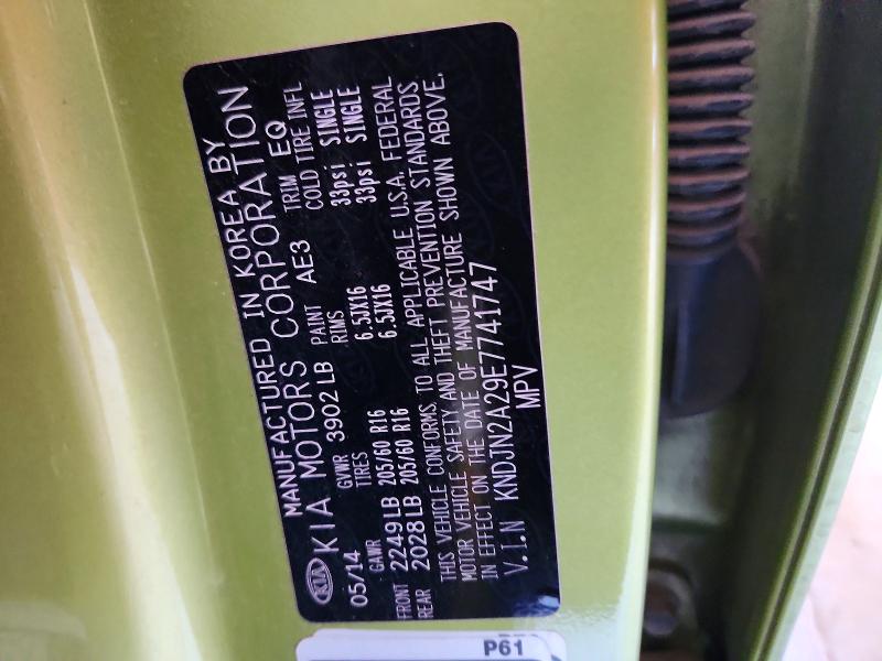 57669016 :رقم المزاد ، KNDJN2A29E7741747 vin ، 2014 Kia Soul مزاد بيع