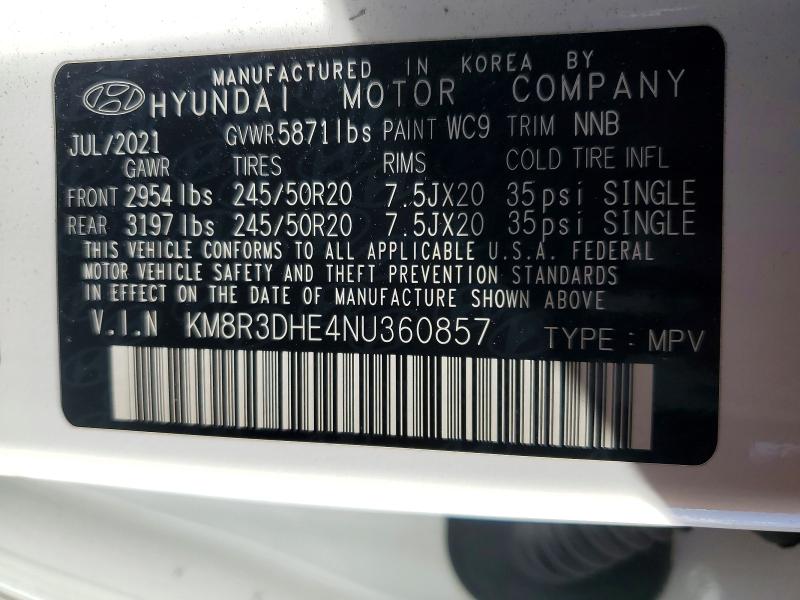 Aukcja sprzedaży 2022 Hyundai Palisade, vin: KM8R3DHE4NU360857, numer aukcji: 54509306