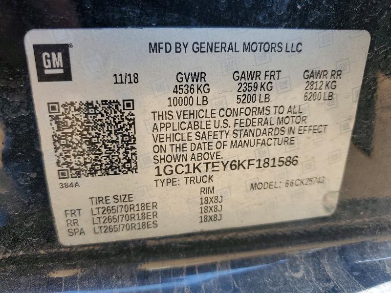 Aukcja sprzedaży 2019 Chevrolet Silveo2500, vin: 1GC1KTEY6KF181586, numer aukcji: 57488006