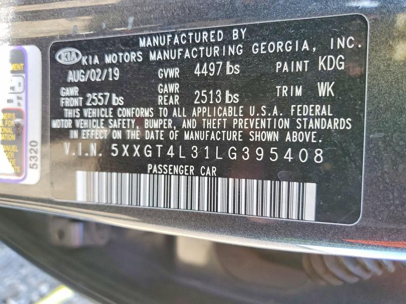 Aukcja sprzedaży 2020 Kia Optima, vin: 5XXGT4L31LG395408, numer aukcji: 58915196