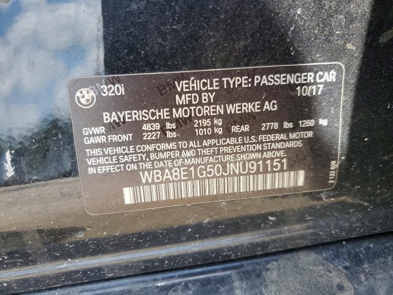 57080496 :رقم المزاد ، WBA8E1G50JNU91151 vin ، 2018 Bmw 320 مزاد بيع