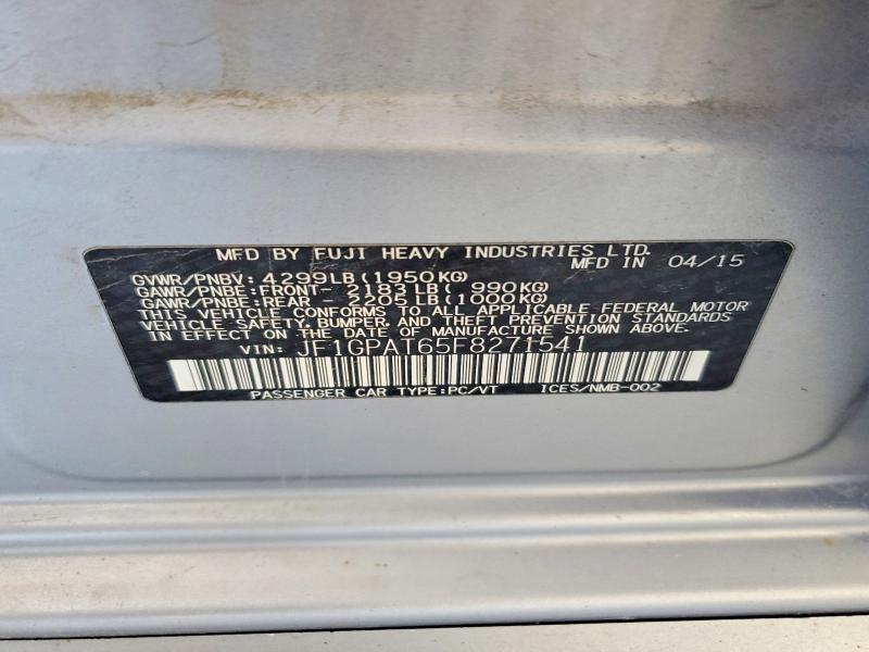 2015 Subaru Impreza მანქანა იყიდება აუქციონზე, vin: JF1GPAT65F8271541, აუქციონის ნომერი: 58741896