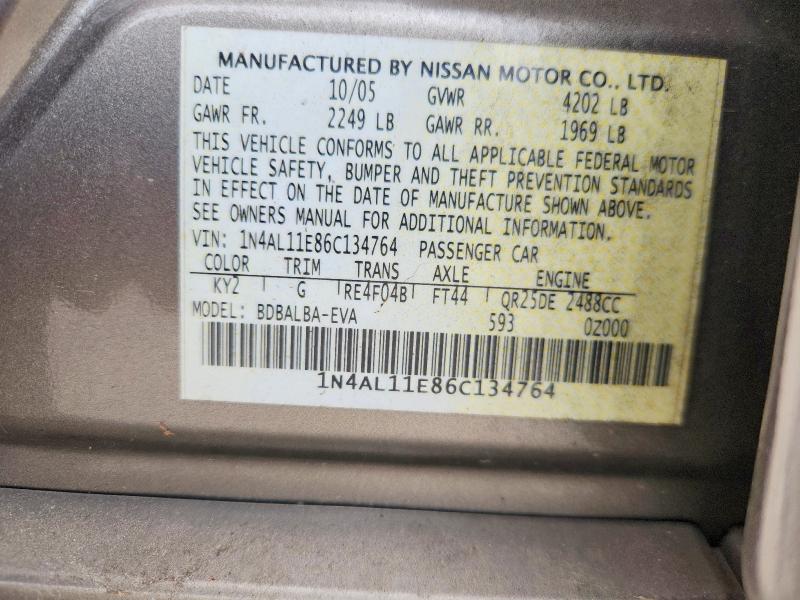 Aukcja sprzedaży 2006 Nissan Altima, vin: 1N4AL11E86C134764, numer aukcji: 57617956