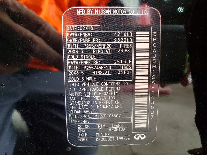 Aukcja sprzedaży 2019 Infiniti Qx50, vin: 3PCAJ5M12KF103507, numer aukcji: 55246866