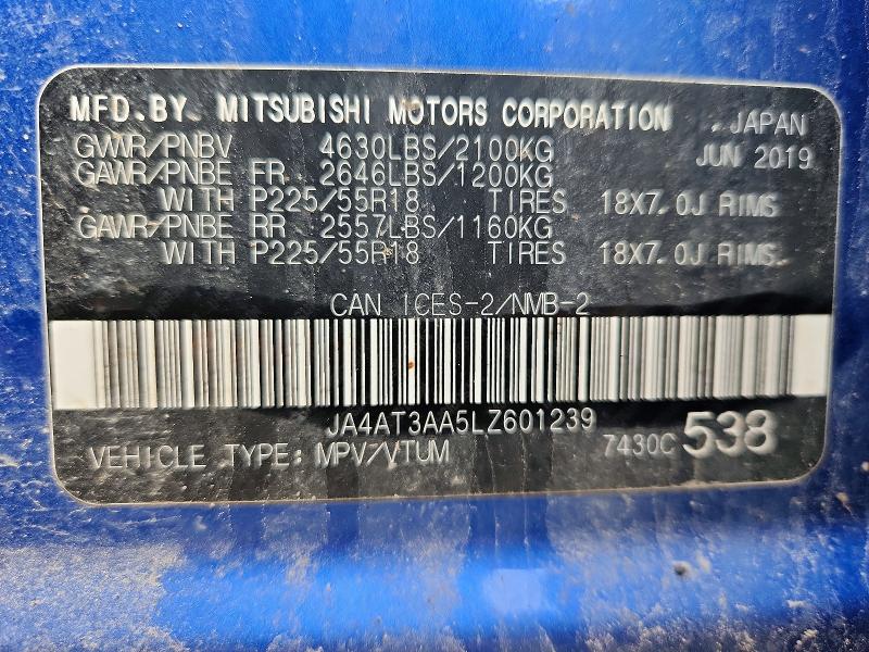 58264306 :رقم المزاد ، JA4AT3AA5LZ601239 vin ، 2020 Mitsubishi Eclipse Cross مزاد بيع