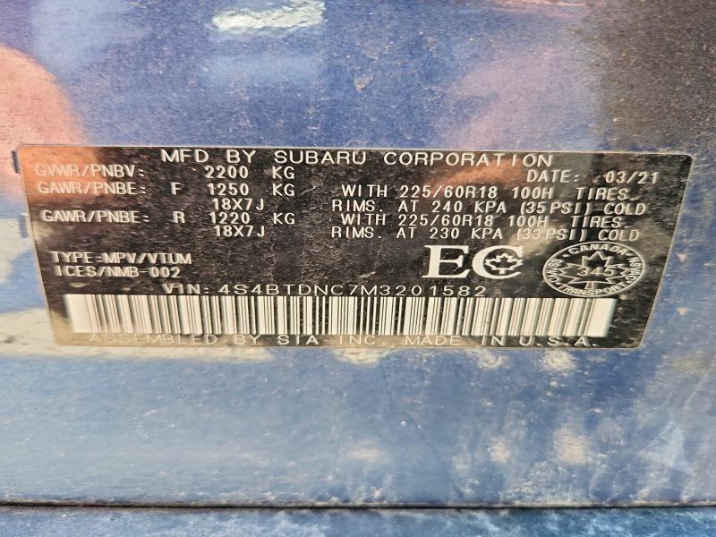 Продажа на аукционе авто 2021 Subaru Outback, vin: 4S4BTDNC7M3201582, номер лота: 55387946