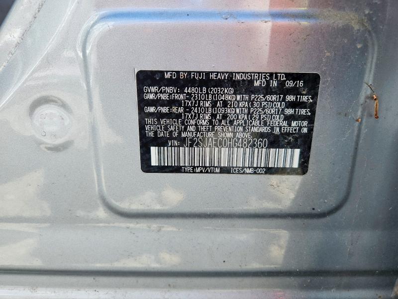 Продажа на аукционе авто 2017 Subaru Forester, vin: JF2SJAEC0HG482360, номер лота: 56169756