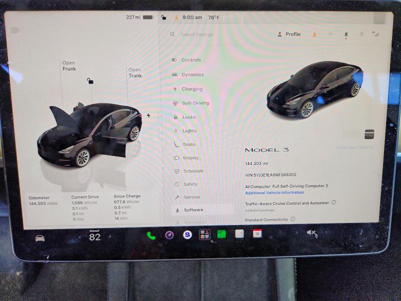 2022 Tesla Model 3 მანქანა იყიდება აუქციონზე, vin: 5YJ3E1EA9NF289202, აუქციონის ნომერი: 57901646