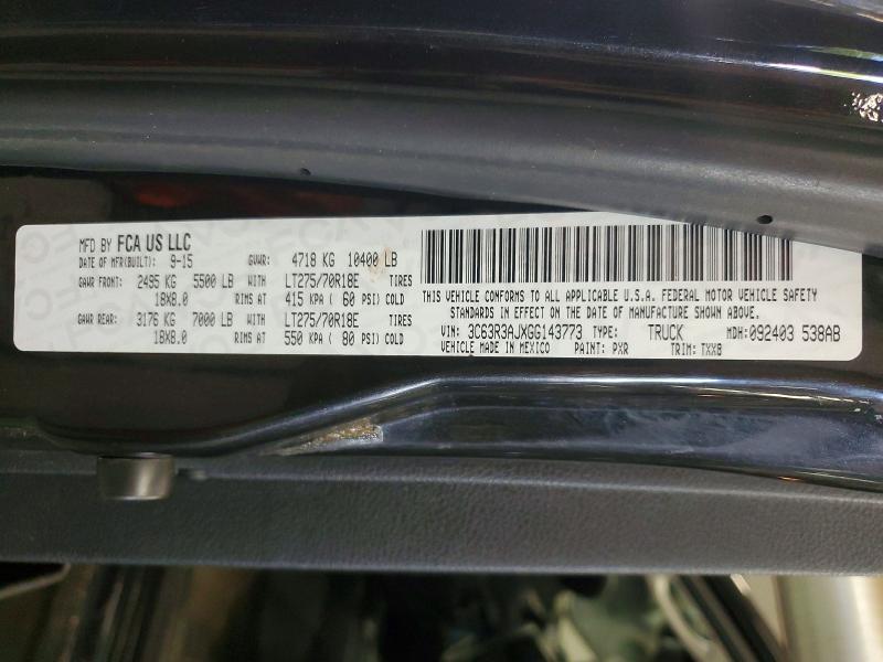 58578836 :رقم المزاد ، 3C63R3AJXGG143773 vin ، 2016 Ram 3500 مزاد بيع