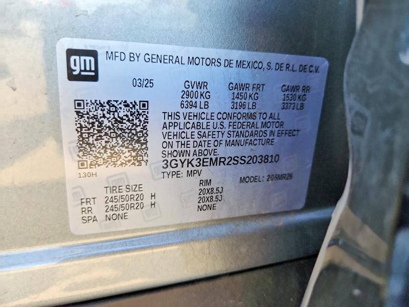 2025 Cadillac Optiq მანქანა იყიდება აუქციონზე, vin: 3GYK3EMR2SS203810, აუქციონის ნომერი: 58288056
