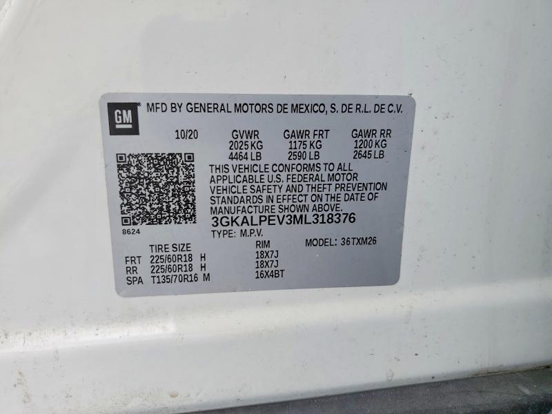 Aukcja sprzedaży 2021 Gmc Terrain, vin: 3GKALPEV3ML318376, numer aukcji: 56094186