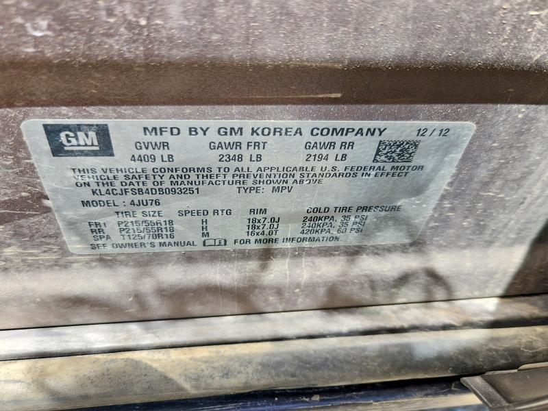 Продажа на аукционе авто 2013 Buick Encore, vin: KL4CJFSB4DB093251, номер лота: 55785246