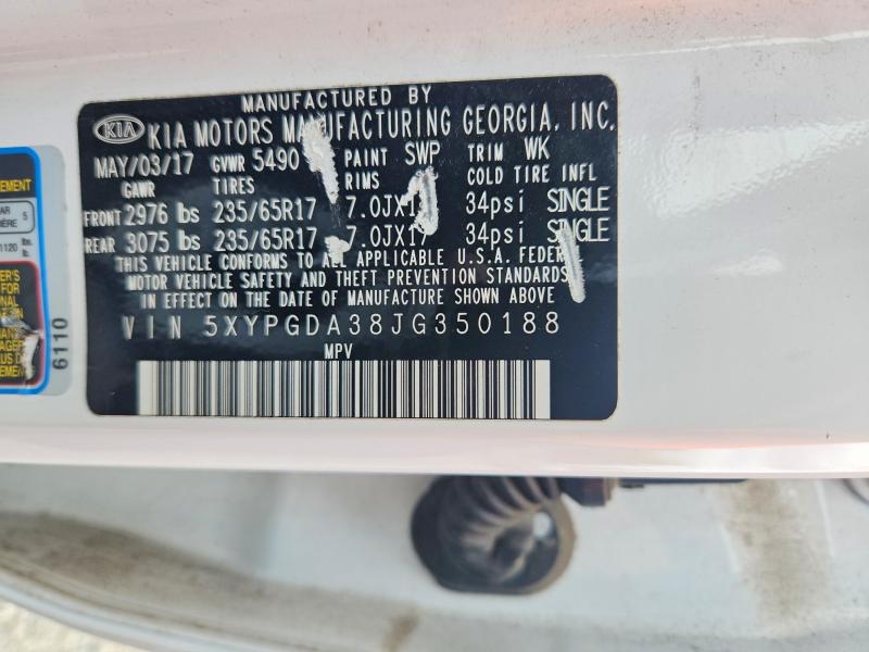 Aukcja sprzedaży 2018 Kia Sorento, vin: 5XYPGDA38JG350188, numer aukcji: 59132536