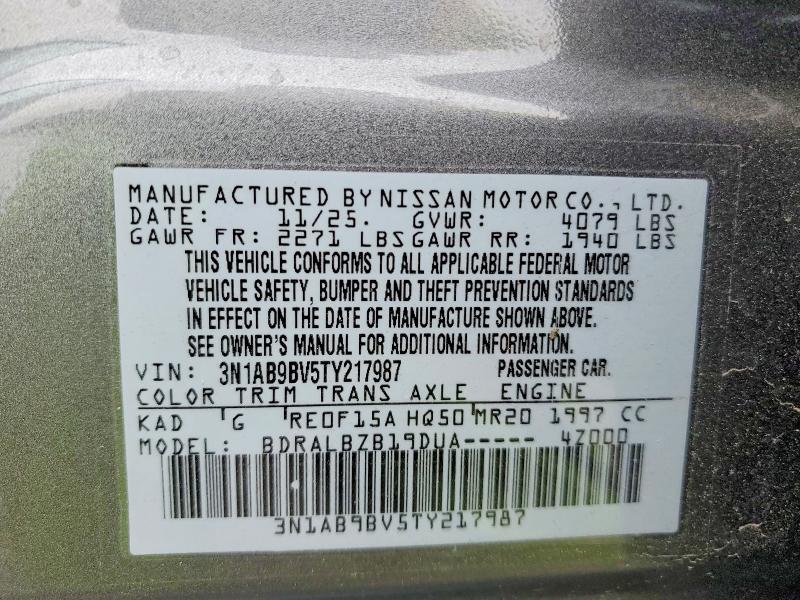 2026 Nissan Sentra მანქანა იყიდება აუქციონზე, vin: 3N1AB9BV5TY217987, აუქციონის ნომერი: 55783616