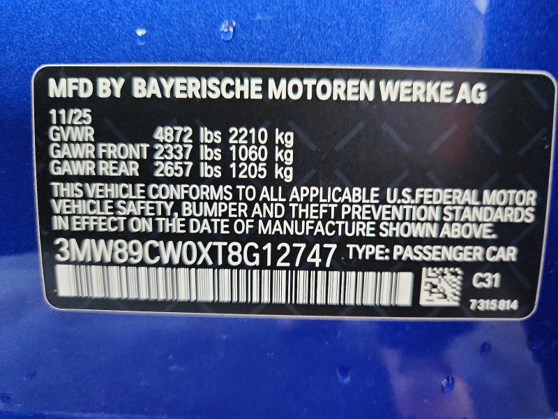 57252016 :رقم المزاد ، 3MW89CW0XT8G12747 vin ، 2026 Bmw 330xi مزاد بيع