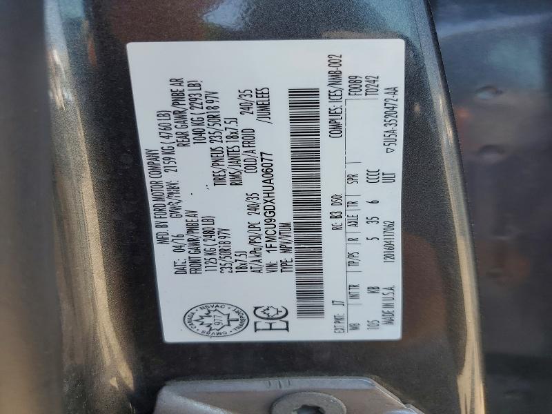 Aukcja sprzedaży 2017 Ford Escape, vin: 1FMCU9GDXHUA06077, numer aukcji: 56229436