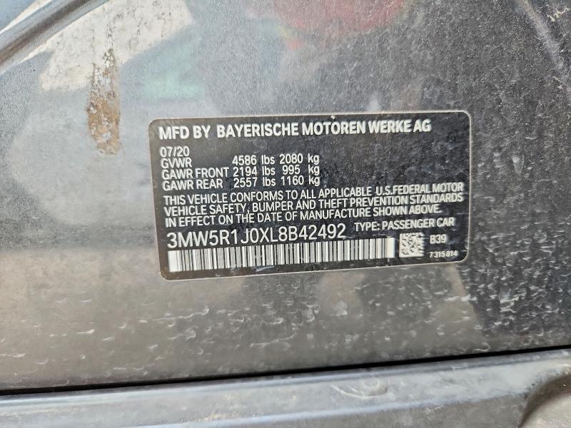 Продажа на аукционе авто 2020 Bmw 330i, vin: 3MW5R1J0XL8B42492, номер лота: 55453536