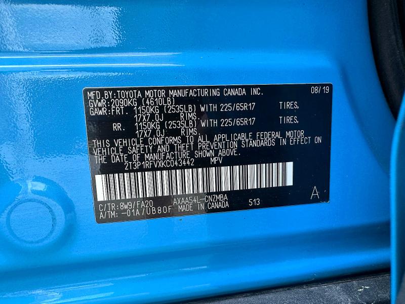 2019 Toyota Rav4 მანქანა იყიდება აუქციონზე, vin: 2T3P1RFVXKC043442, აუქციონის ნომერი: 57228316