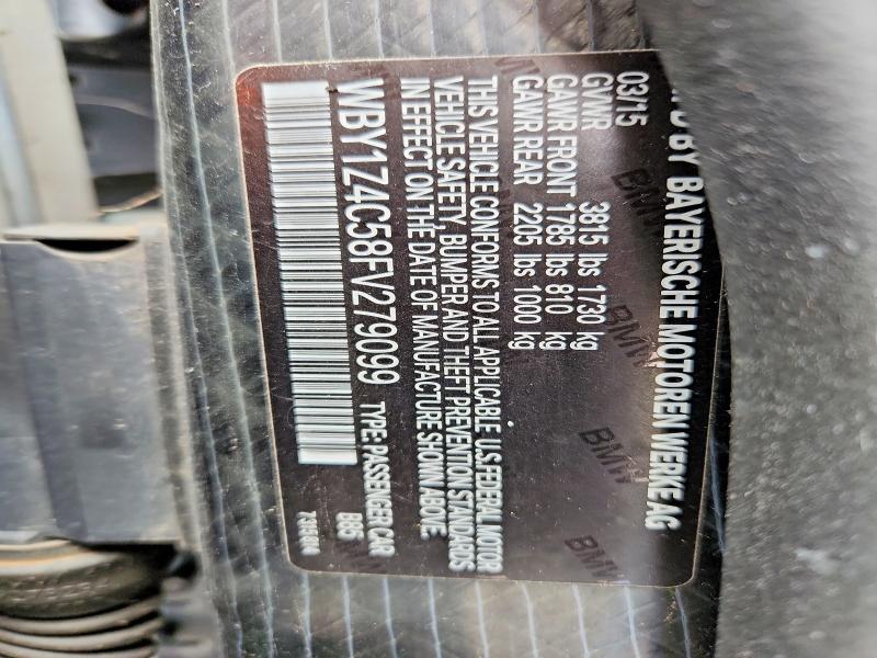 2015 Bmw I3 მანქანა იყიდება აუქციონზე, vin: WBY1Z4C58FV279099, აუქციონის ნომერი: 55820026