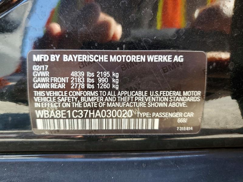 56166326 :رقم المزاد ، WBA8E1C37HA030020 vin ، 2017 Bmw 330e مزاد بيع
