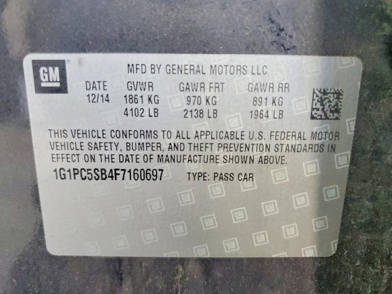 Aukcja sprzedaży 2015 Chevrolet Cruze, vin: 1G1PC5SB4F7160697, numer aukcji: 55520406