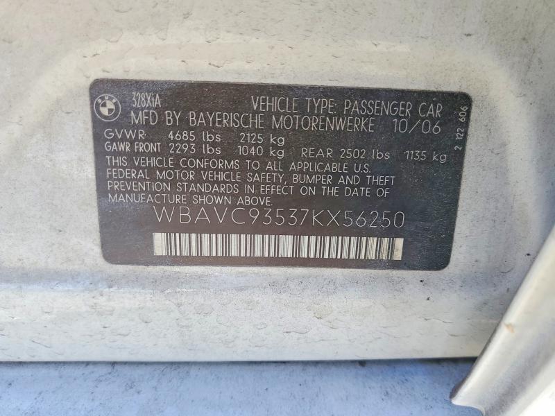 56163616 :رقم المزاد ، WBAVC93537KX56250 vin ، 2007 Bmw 328 مزاد بيع
