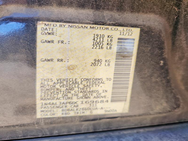 Продажа на аукционе авто 2013 Nissan Altima, vin: 1N4AL3AP6DC169684, номер лота: 57175456