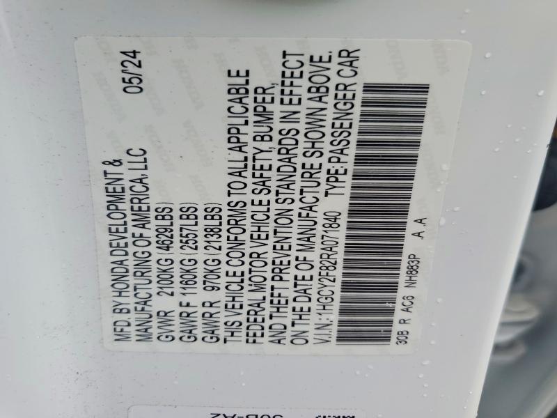 Продажа на аукционе авто 2024 Honda Accord, vin: 1HGCY2F82RA071840, номер лота: 58771976