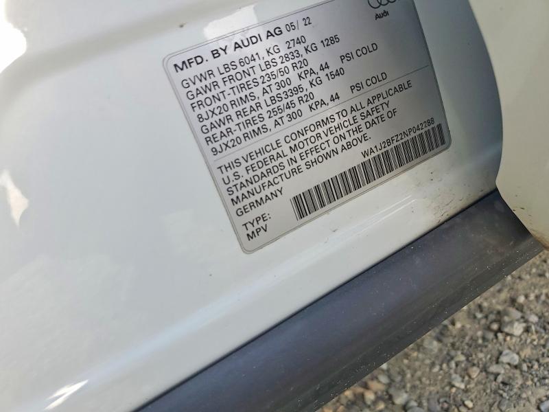 55589706 :رقم المزاد ، WA1J2BFZ2NP042288 vin ، 2022 Audi Q4 E-tron مزاد بيع