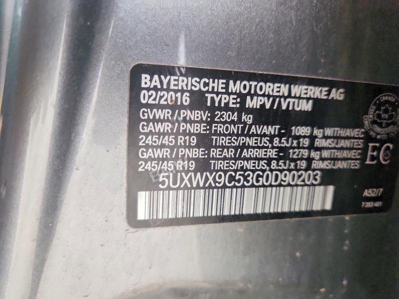 Aukcja sprzedaży 2016 Bmw X3, vin: 5UXWX9C53G0D90203, numer aukcji: 57966196