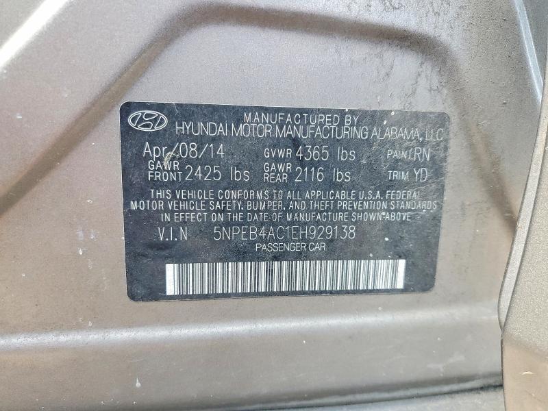 Продажа на аукционе авто 2014 Hyundai Sonata, vin: 5NPEB4AC1EH929138, номер лота: 58110106