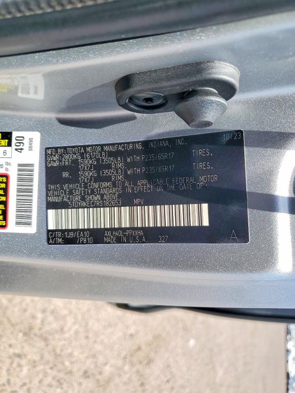 Продажа на аукционе авто 2024 Toyota Sienna, vin: 5TDYRKEC7RS182653, номер лота: 55550366