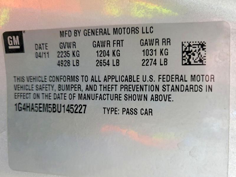 Auction sale of the 2011 Buick Lucerne, vin: 1G4HA5EM5BU145227, lot number: 58096066