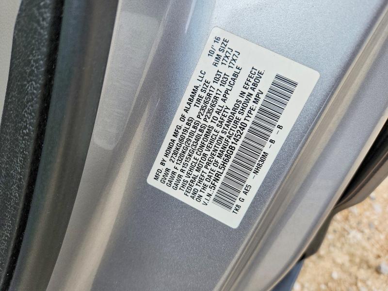2016 Honda Odyssey მანქანა იყიდება აუქციონზე, vin: 5FNRL5H68GB145240, აუქციონის ნომერი: 57499096