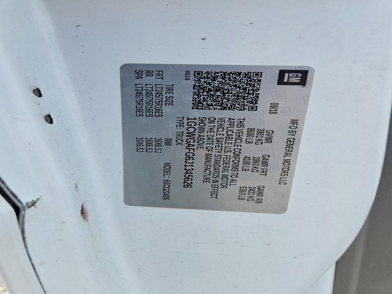 Aukcja sprzedaży 2018 Chevrolet Express G2500, vin: 1GCWGAFG6J1345626, numer aukcji: 55806436