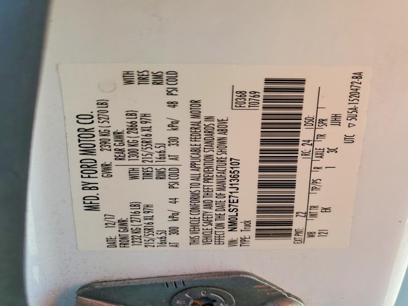 57735006 :رقم المزاد ، NM0LS7E71J1365107 vin ، 2018 Ford Transit Connect مزاد بيع