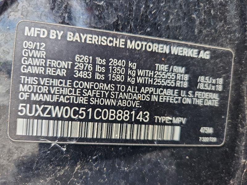 Aukcja sprzedaży 2012 Bmw X5, vin: 5UXZW0C51C0B88143, numer aukcji: 55018826