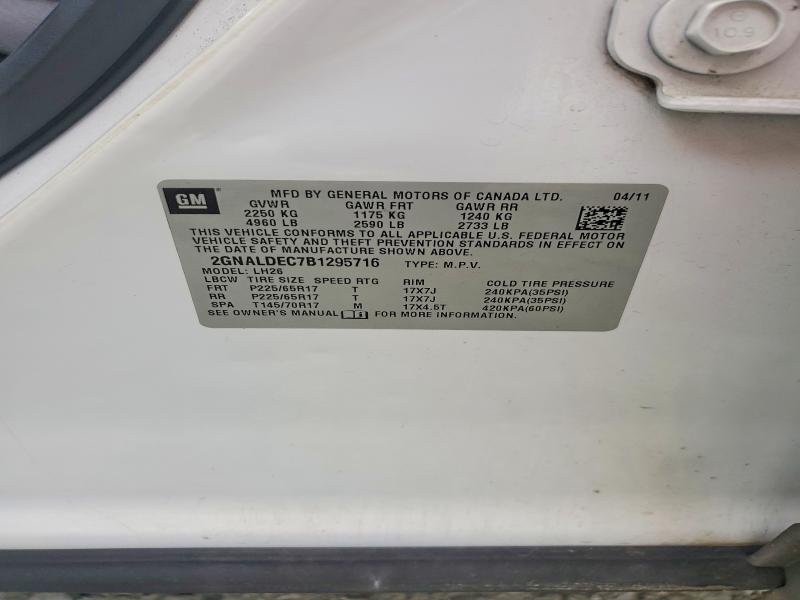 Продажа на аукционе авто 2011 Chevrolet Equinox, vin: 2GNALDEC7B1295716, номер лота: 55738066