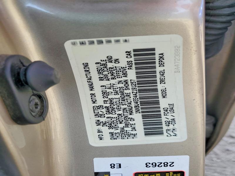 2010 Toyota Corolla მანქანა იყიდება აუქციონზე, vin: 1NXBU4EE4AZ191257, აუქციონის ნომერი: 55646056