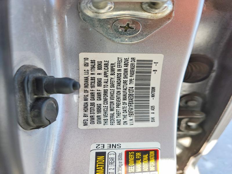 Aukcja sprzedaży 2010 Honda Civic, vin: 19XFA1F8XAE061374, numer aukcji: 57919226