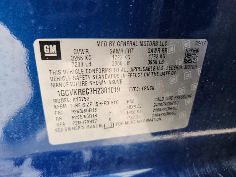 Aukcja sprzedaży 2017 Chevrolet Silverado, vin: 1GCVKREC7HZ381019, numer aukcji: 55839156