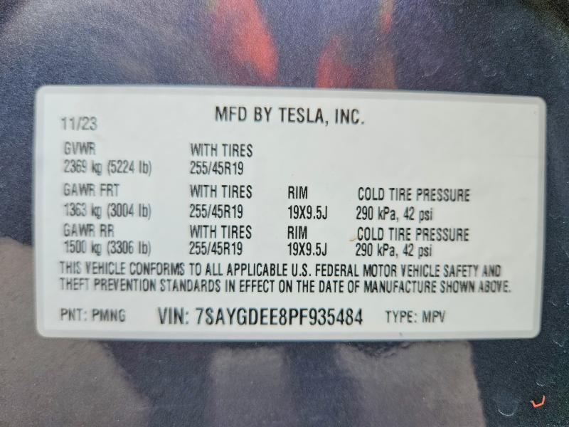 Aukcja sprzedaży 2023 Tesla Model Y, vin: 7SAYGDEE8PF935484, numer aukcji: 59193216