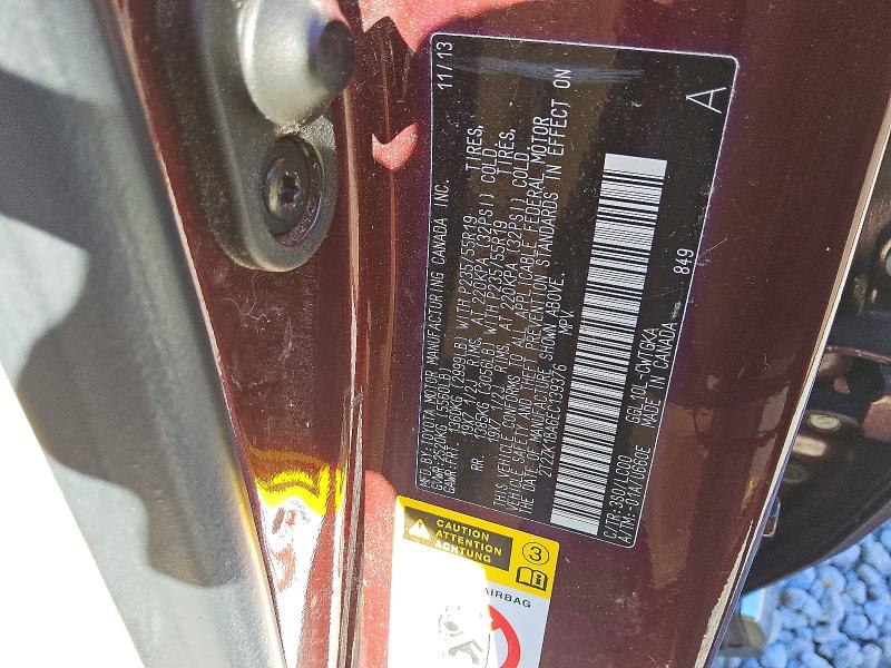 54897166 :رقم المزاد ، 2T2ZK1BA6EC139376 vin ، 2014 Lexus Rx مزاد بيع