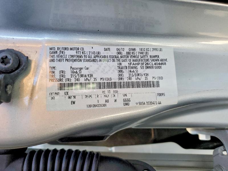 2012 Ford Focus მანქანა იყიდება აუქციონზე, vin: 1FAHP3F26CL404468, აუქციონის ნომერი: 58276596