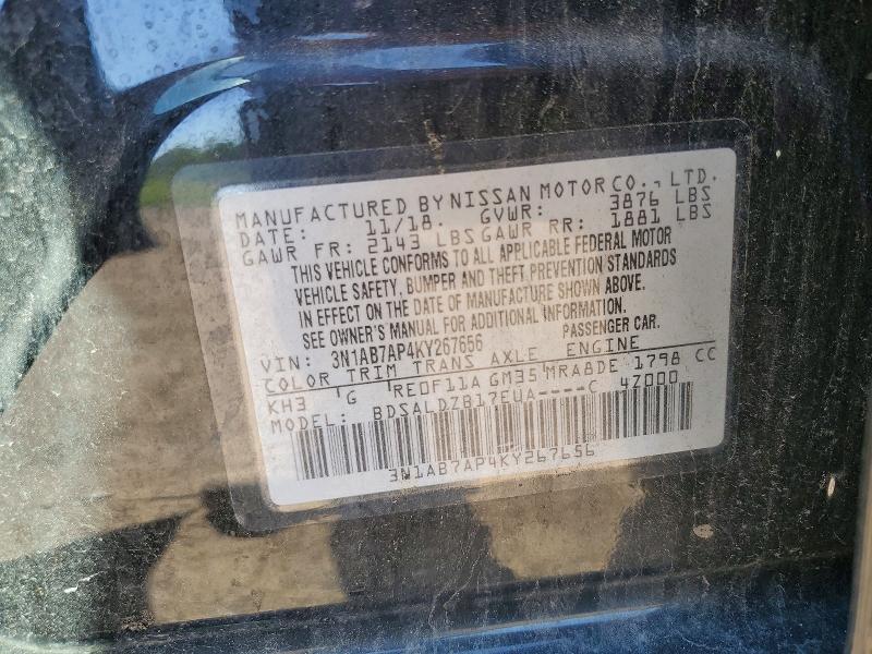 Aukcja sprzedaży 2019 Nissan Sentra, vin: 3N1AB7AP4KY267656, numer aukcji: 55992526