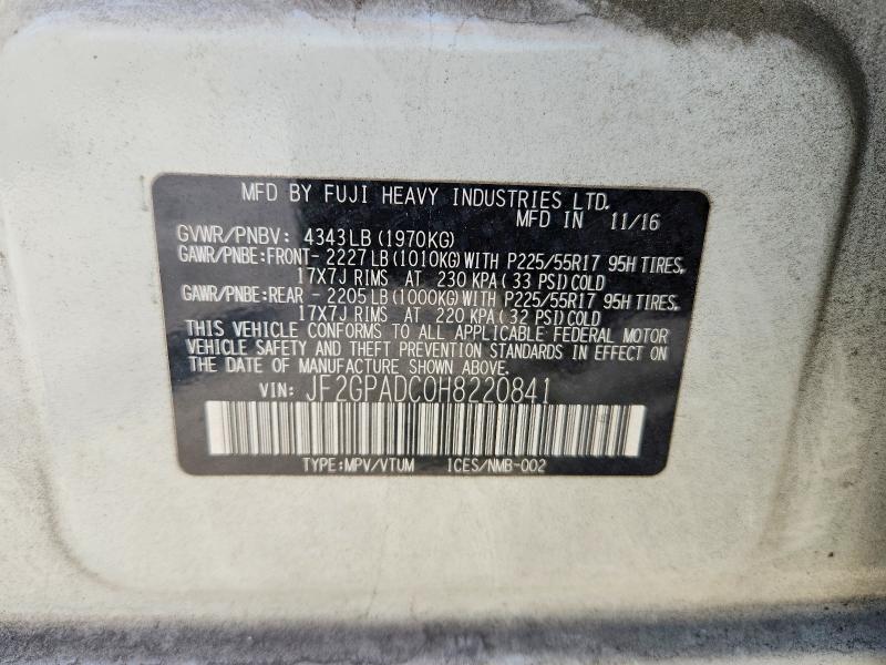 55722406 :رقم المزاد ، JF2GPADC0H8220841 vin ، 2017 Subaru Crosstrek مزاد بيع