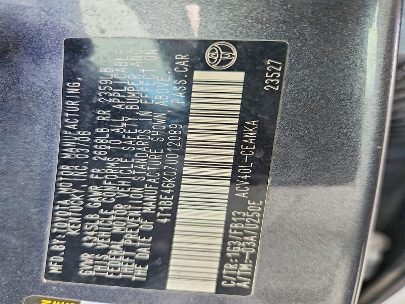 57503466 :رقم المزاد ، 4T1BE46K07U012089 vin ، 2007 Toyota Camry مزاد بيع
